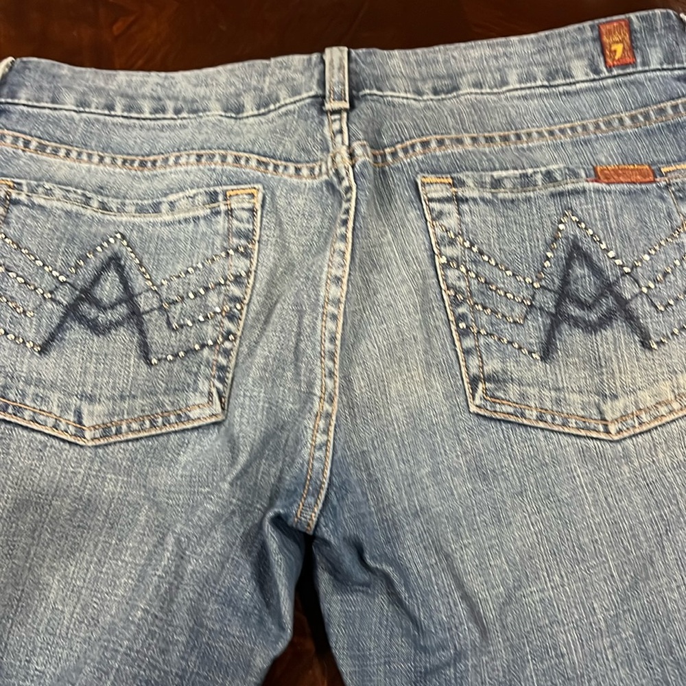7 FOR ALL MANKIND "A" POCKET BOOT CUT WOMEN'S DENIM BLUE JEANS SIZE 29 INSEAM 30